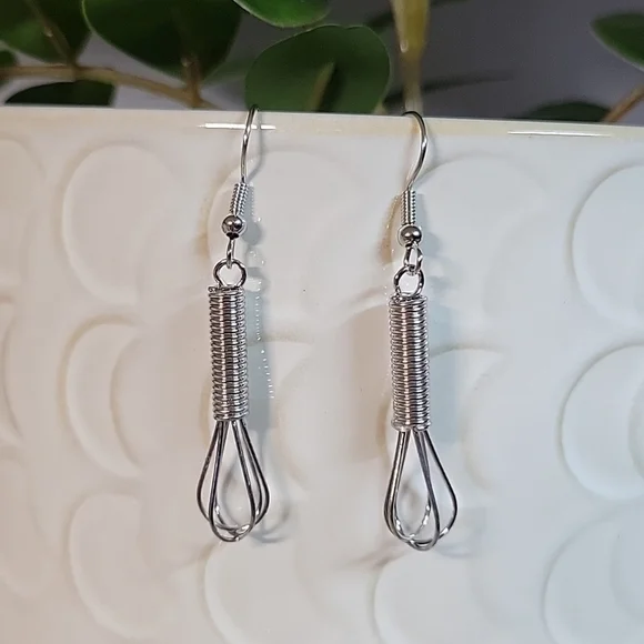 Miniature Whisk Drop Earrings - Picture 3 of 6